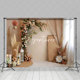 Aperturee - Aperturee Modern Boho Floral Leaf Wedding Photography Backdrop
